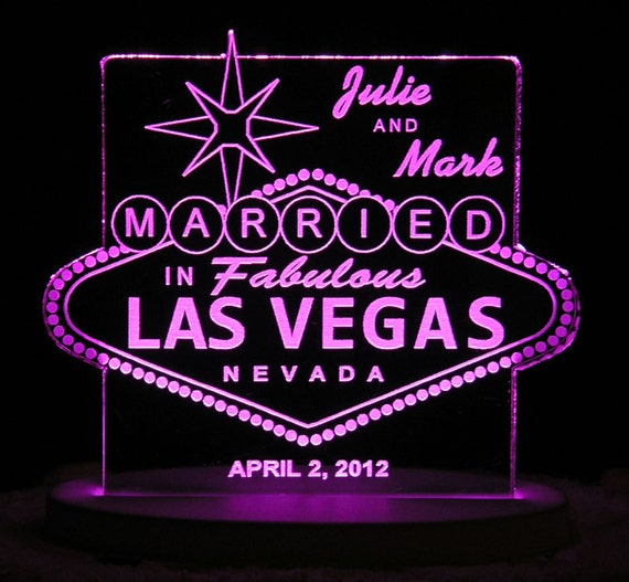 Las Vegas Wedding Cake Topper Personalized Acrylic Light