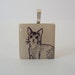 Abyssinian Somali Cat Necklace Porcelain Tile Pendant Rubber Stamped