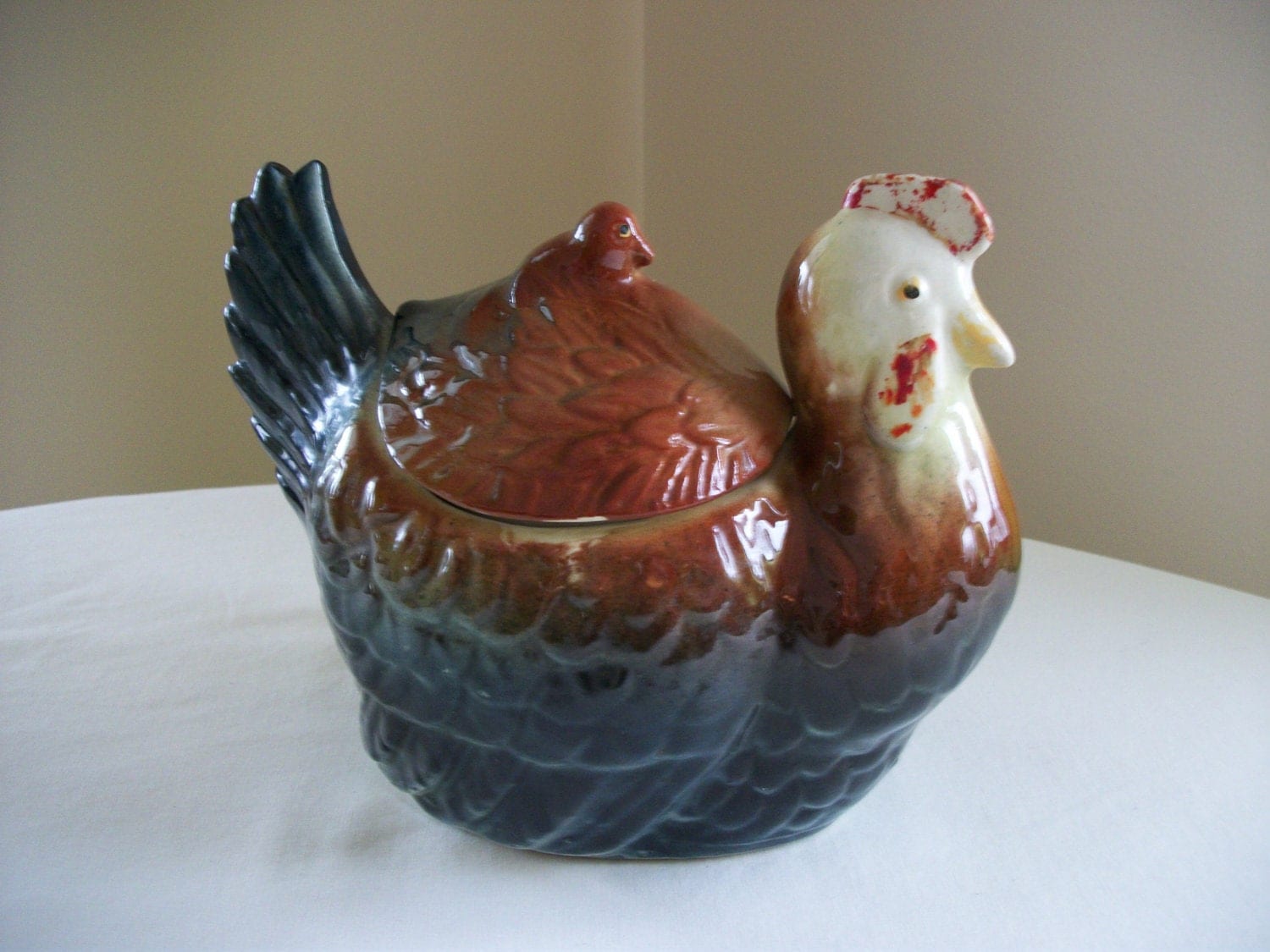 Vintage Cookie Jar/ Rooster/ Hen and Chick