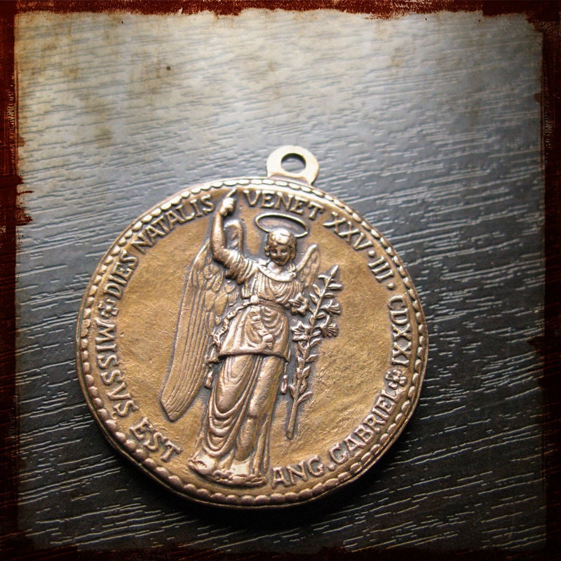 RESERVED Antique Large Venetian Bronze Religious Medal with