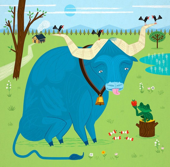 iOTA iLLUSTRATION - The Ox and The Frog - Limited Edition Animal Art Print