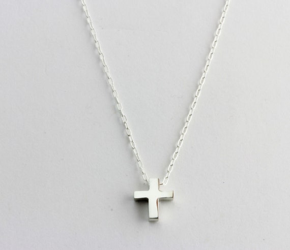 Baby Cross Necklace Silver by uppermetalclass on Etsy