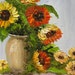 Little Suns 23 x 30 Original Oil Painting Palette Knife Colorful Flowers Vase Bouquet Textured Sunflowers Yellow Orange ART by Marchella