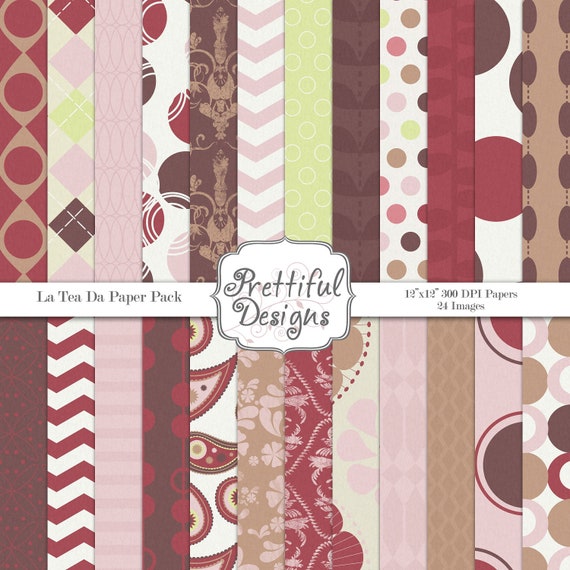 25% OFF SALE La Tea Da Paper Pack for Scrapbooking, Card Making, Invitations - Personal and Commercial Use Il_570xn