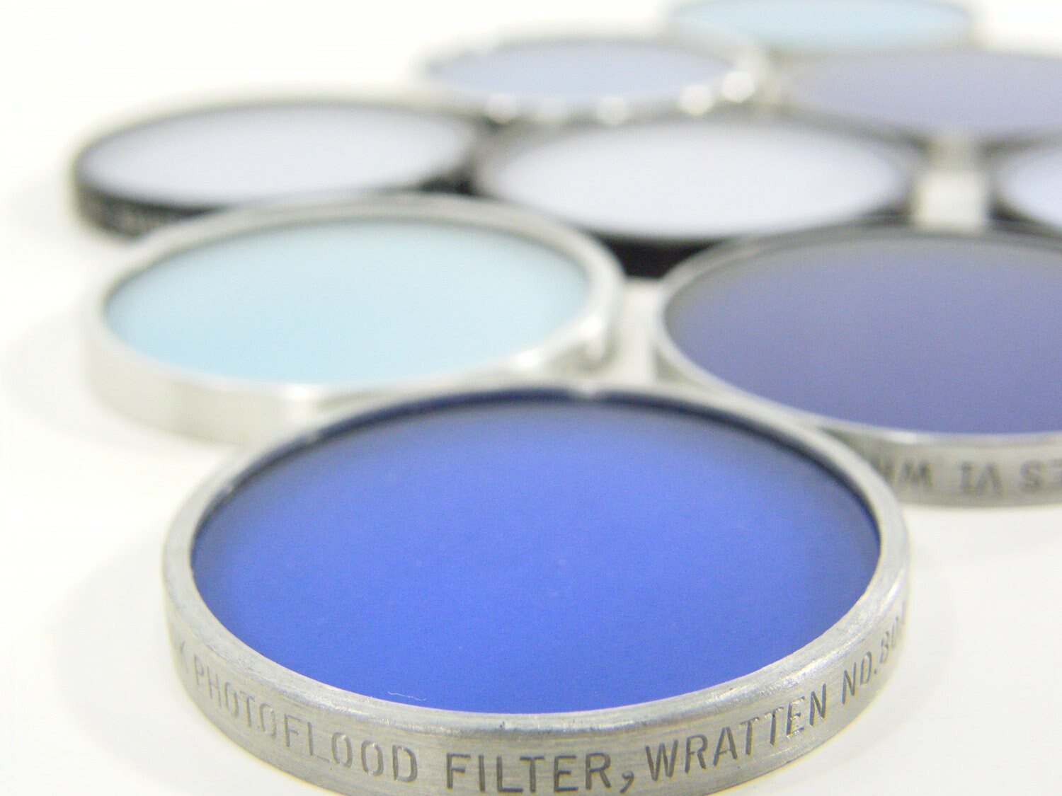 Blue Vintage camera lens filters supplies by ohiopicker on Etsy