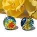 Dichroic Button Stud Earrings, Fused Glass Jewelry, Post, Round, Circle, Tie Dye, Groovy, Hippie, Colorful, 1/2" 1.3cm (Item 30402-E)
