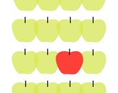 5x7 customizable apple print -  red and lime or you choose the colors - Personalizable - modern - back to school