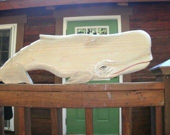 Sperm Whale 40 inch chainsaw wood carving nautical by oceanarts10