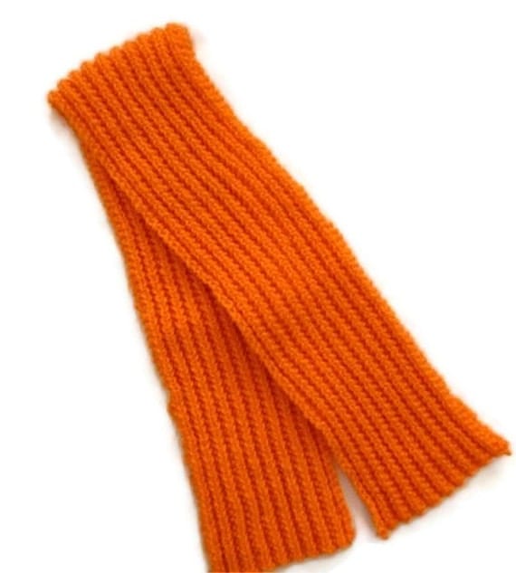 Knit Wool Scarf Orange Wool Scarf Orange Winter Scarf Short