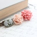 Flower Bobby Pins, Hair Accessories, Floral, Garden, Flowers for Hair, Pale Pink Rose, Coral Pink Chrysanthemum, Set of Three (3)