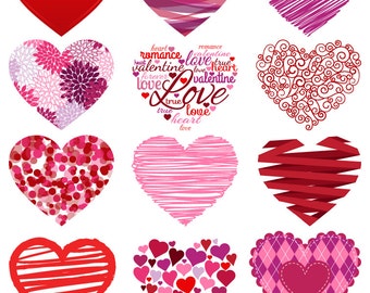 Valentine's Day Hearts Clipart Clip Art, Love Clipart Clip Art - Commercial and Personal