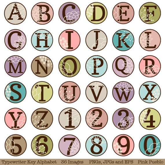 Typewriter Key Alphabet Floral Typewriter Key Scrapbooking