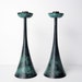 Rare PAL BELL Bronze Candle Holders "Zohar" - Maurice Ascalon - Modernist Verdigris Metal Candlesticks