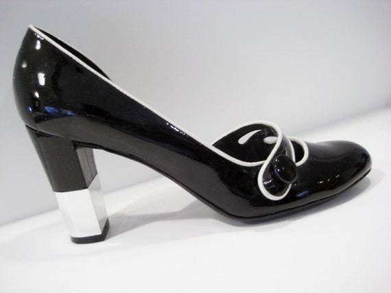 white and black mary jane shoes