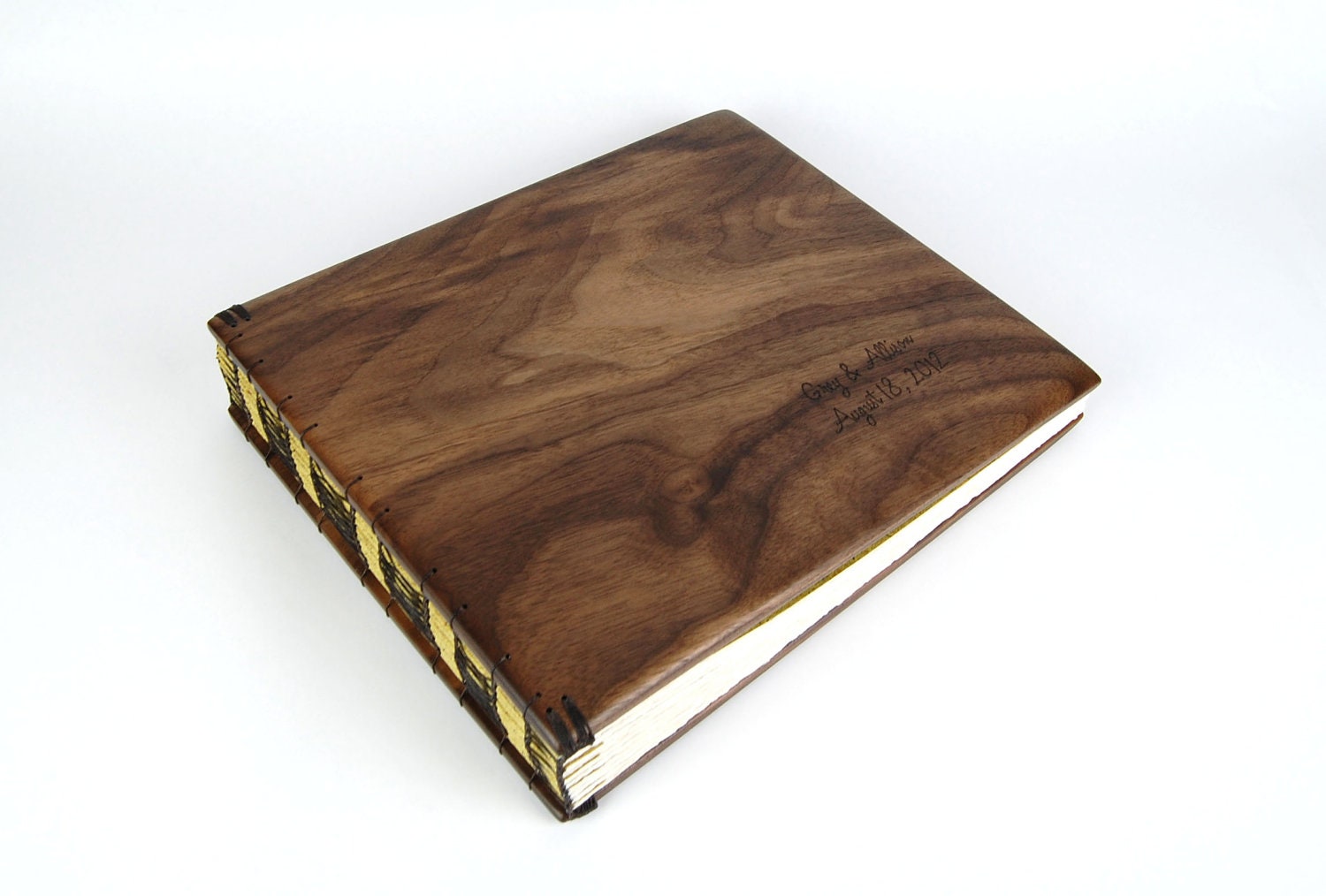custom wedding photo album unique wood book by ThreeTreesBindery