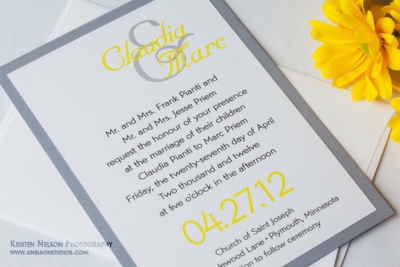 Image Result For Wedding Invitation Yellow And Gray