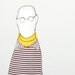 men - Father, son, brother or uncle handmad cloth doll - Wearing Eyeglasses Striped shirt , yellow turtleneck & brown corduroy pants