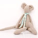 Natural Canvas Mouse Wearing turquoise polka dots scarf - Unique Eco Friendly handmade doll