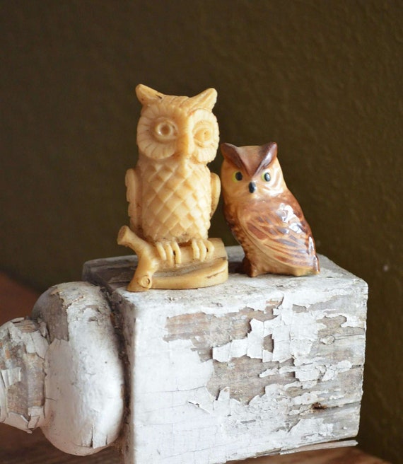 Small Vintage Owl Animal Figurines Home Decor Miniature