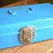 Vintage Blue Tool Box - Craft Organizer with Handle - Blue Metal Steel