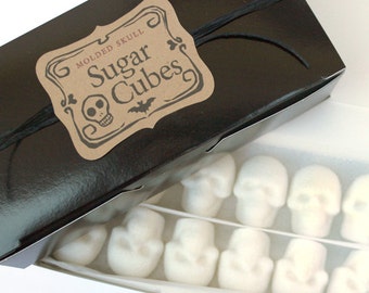 SUGAR SKULL CUBES Bulk Sugar Cubes 1 Box - 36 Sugar Cube Skulls Gothic Valentine Gift