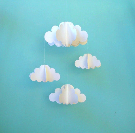 Cloud Mobile Nursery Mobile 3D Paper Cloud Mobile by goshandgolly
