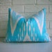 Aqua Ikat Pillow Cover - Decorative Throw Accent Lumbar - Chevron Stripe Zig Zag - Blue White - Boho Modern 12 x 16
