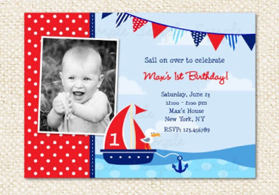 Nautical Themed First Birthday Invitations 10