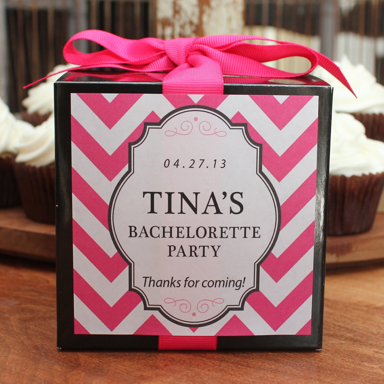 8 Personalized Cupcake Boxes Chevron Design ANY by thefavorbox