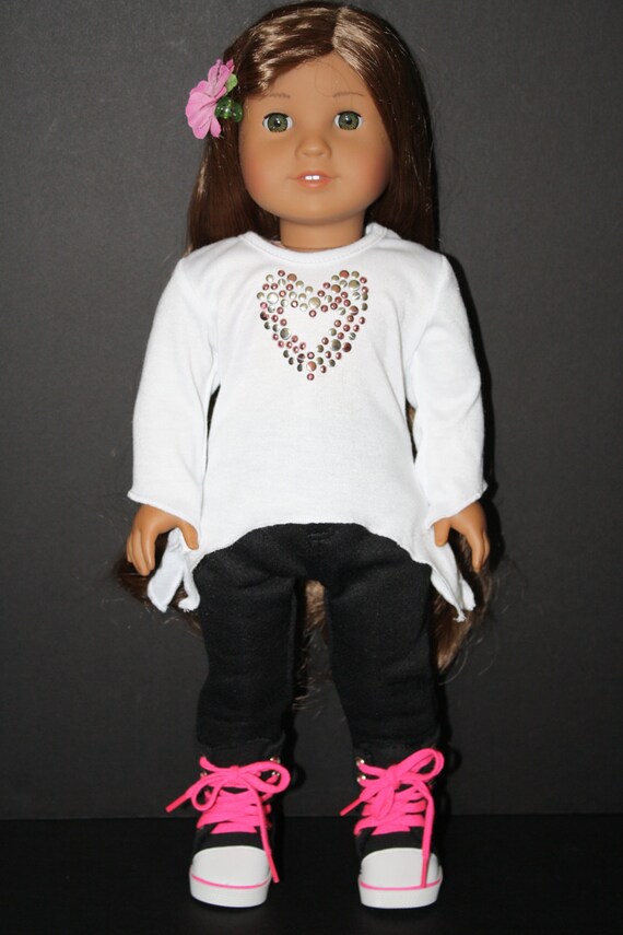 American Girl 18 Doll White Elongated Top with Black