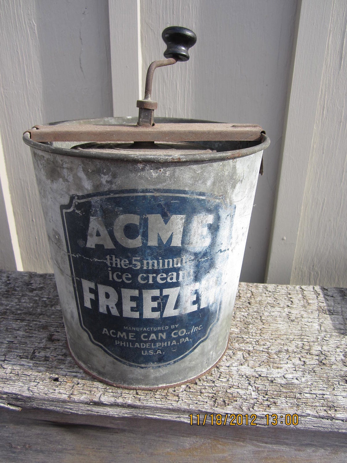 ACME Ice Cream freezer maker metal hand crank 5 minute