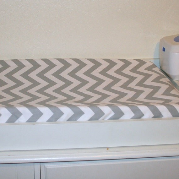 MADE TO ORDER Gray and White Chevron Changing Pad Cover