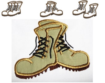 Combat Boots, 3 types INSTANT DOWNLOAD machine embroidery applique design -4x4, 5x7 and 6x10