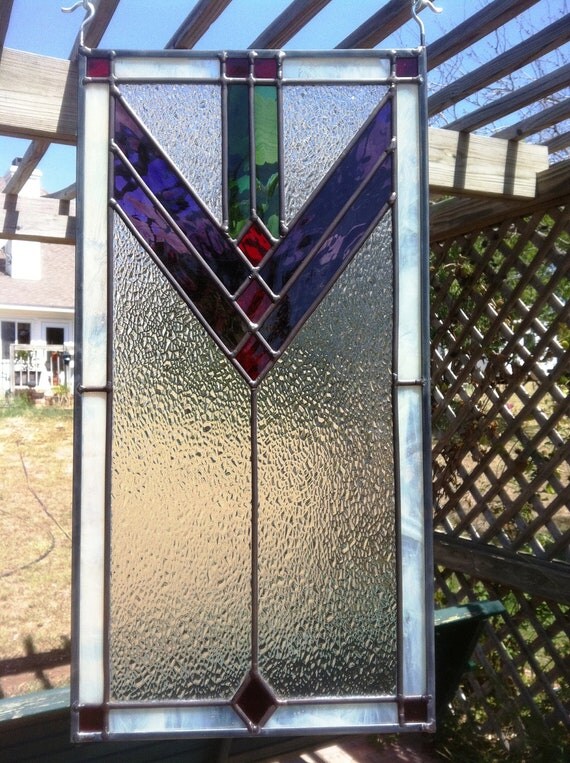 Stained Glass Leaded Mission Style Panel by LedByGlass on Etsy