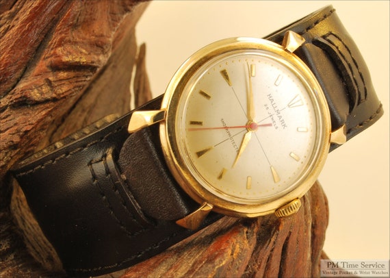 Hallmark vintage wrist watch, 25 Jewels, water resistant yellow gold ...