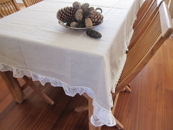 shabby chic ruffle linen tablecloth 84 120 rectangle lace shabby chic ruffle linen tablecloth 84 120 rectangle lace