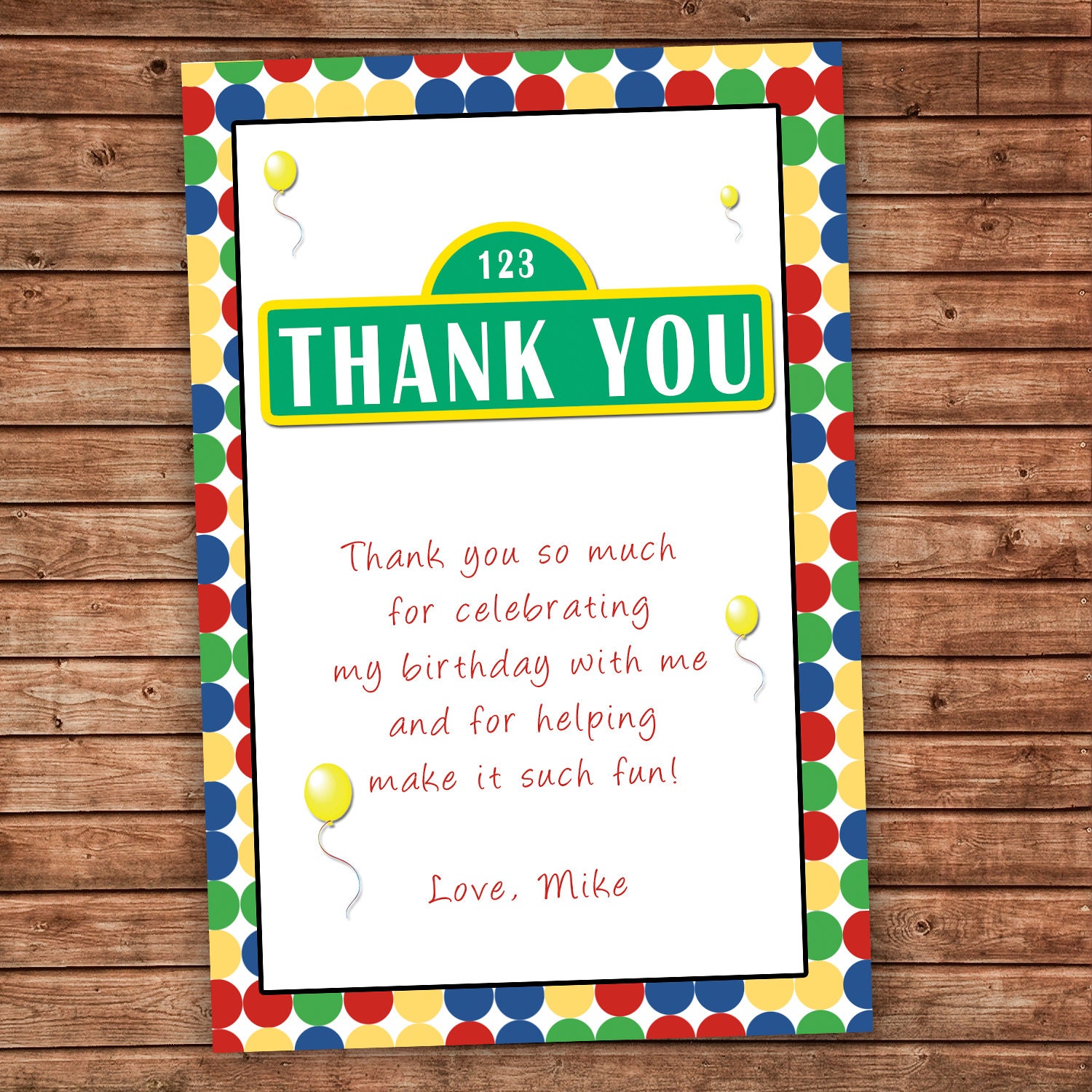 printable birthday thank you notes personalized any wording thank you