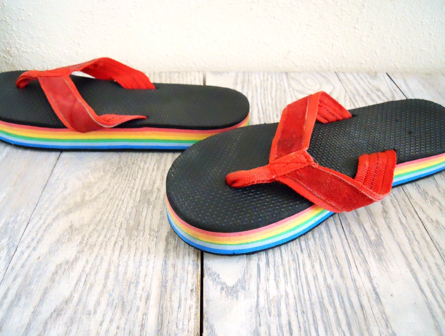 rainbow flip flops from the 80's