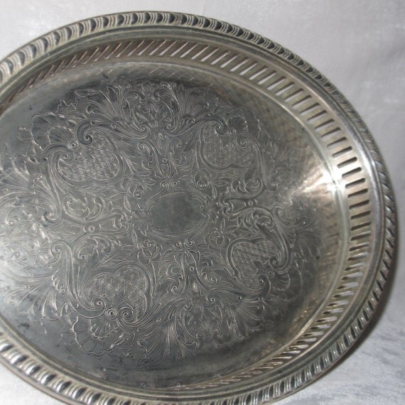 Items similar to Vintage Leonard Silver Plate Serving Tray on Etsy