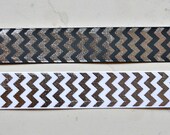 Silver foil chevron on white & black 7/8" grosgrain ribbon New Years eve Il_170x135