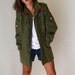Vintage Green Canvas US Army Long Bomber Jacket Mens X-Small / Womens S / M