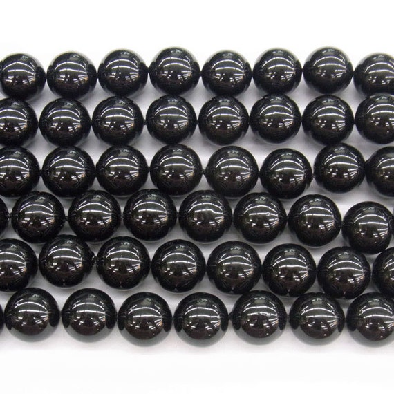 6mm Round Black Shell Core Beads Grade 15 by TheTasteJewelry