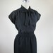 80s Black Secretary Dress Polka Dot Tie Collar Size Medium