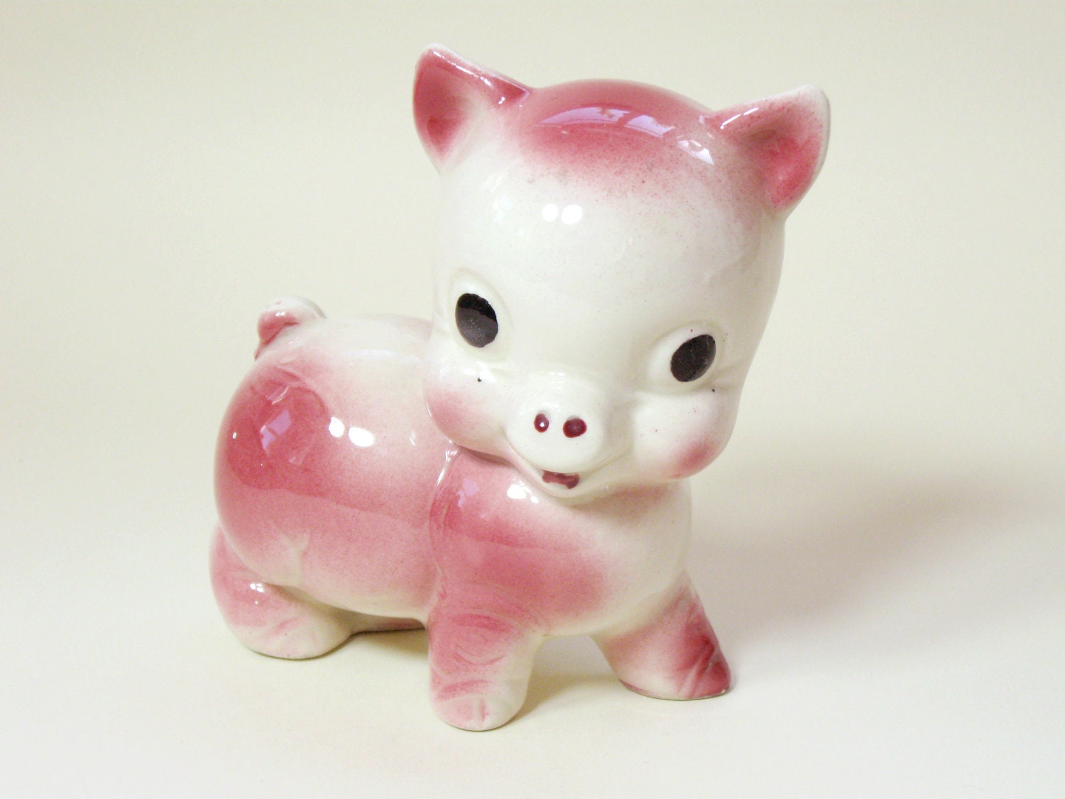 50s Porcelain Pig Figurine Kitsch Knick Knack Decor