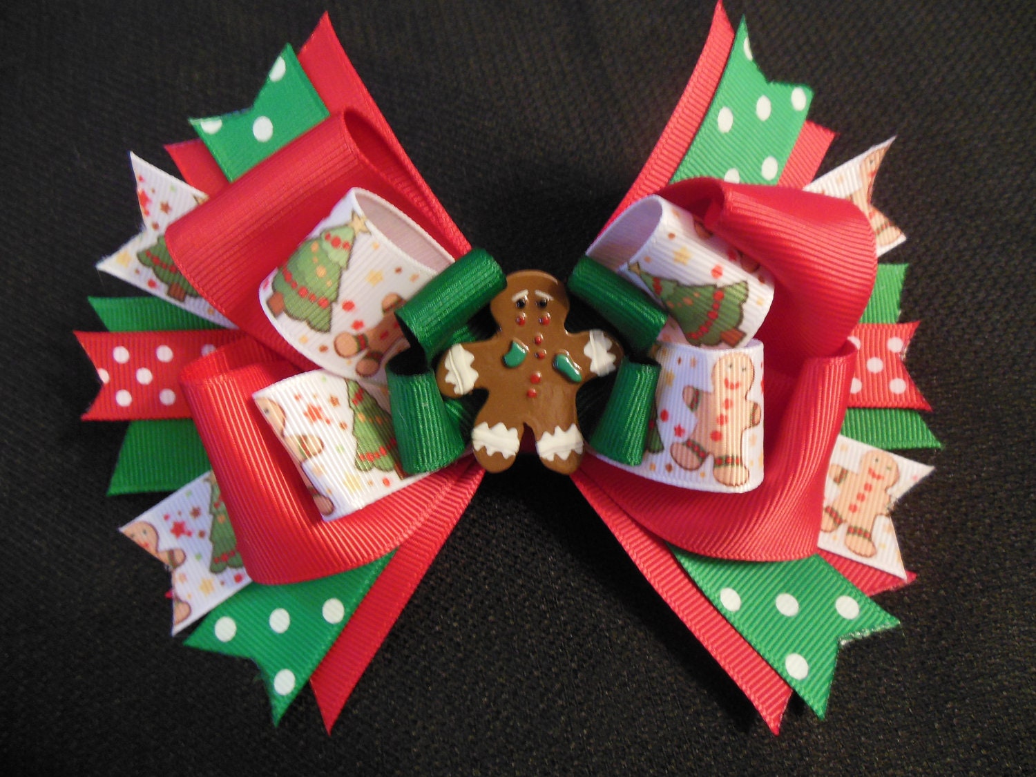 Gingerbread man bow large 5 inch Christmas bow