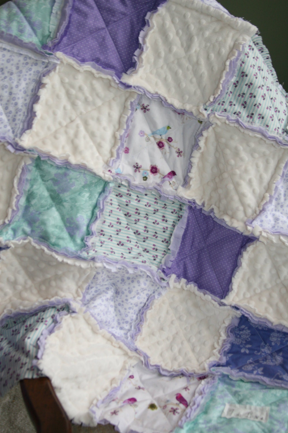 Shabby Chic Lavender Baby Girl Rag Quilt