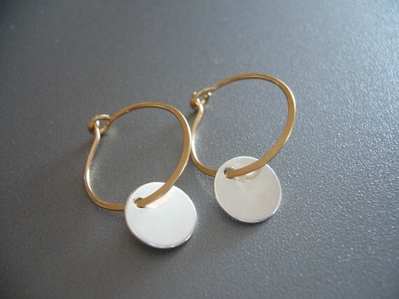 14k gold disc dangle earrings silver 14k gold disc dangle earrings silver