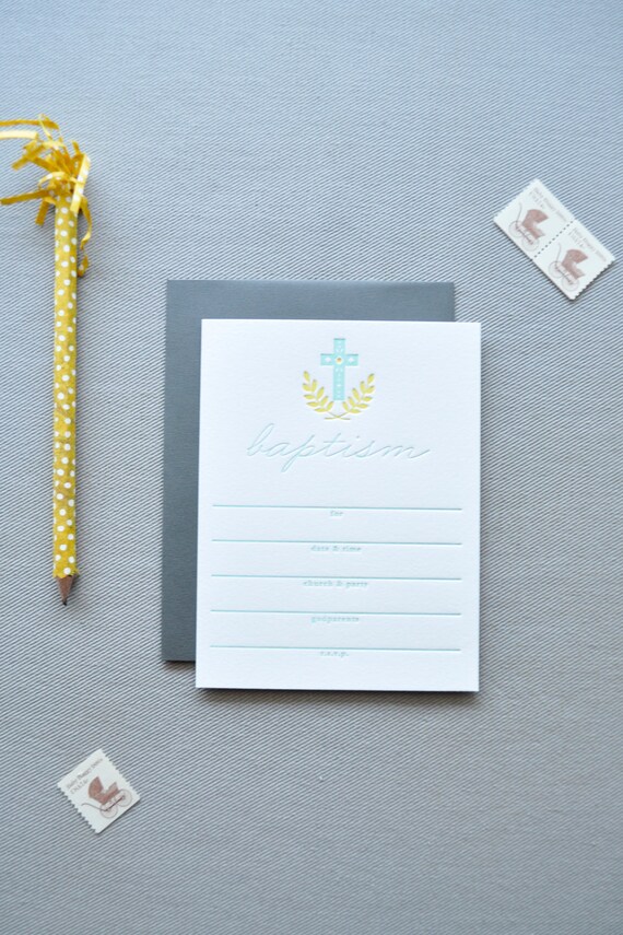 baptism letterpress invitations