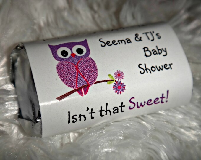 Owl Look Who's Having a Baby Shower Candy Wrappers for Baby Shower or Baby Sprinkle Candy Bar Wrappers