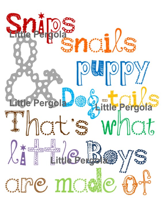 Items similar to Boys Wall Art, Snips and Snails and Puppy Dog Tails